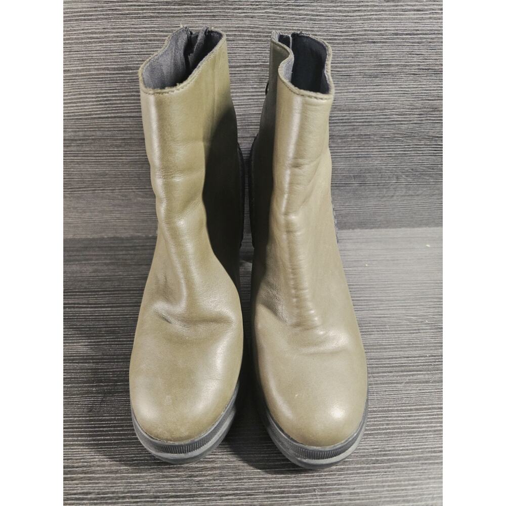 Sorel Dacie Women’s Olive Green Platform Leather Boots Size 8 - Picture 3 of 10